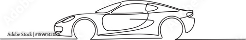 Modern city car continuous one line drawing. Sports car single line art illustration. Editable vector. one line Icon drawing