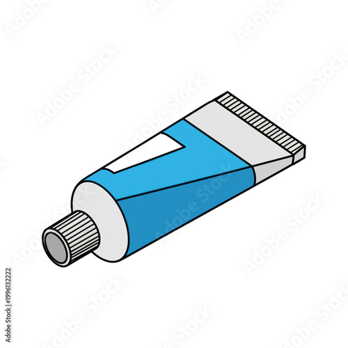 Illustration of a Blue and White Tube of Cream.