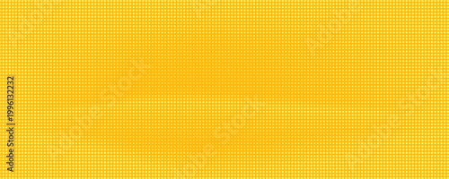 Yellow halftone pattern. Retro comic gradient background. Bright orange pixelated dotted texture overlay. Cartoon pop art faded gradient pattern. Vector backdrop for poster, banner, advertisement