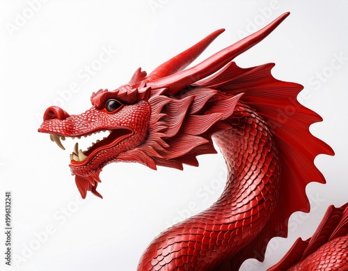 a red dragon on a white background