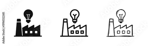 Industrial Innovation and Smart Factory Idea Icons Set