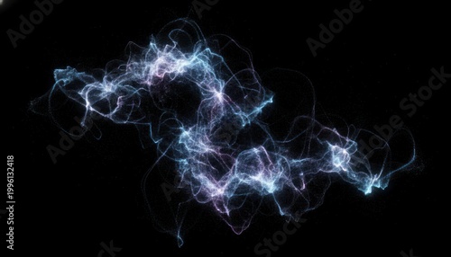 Foto Abstract swirling energy trails with glowing blue and purple light particles eth