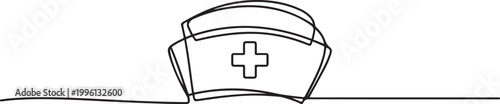 Nurse cap continuous one line art vector illustration medical symbol design. one line Icon drawing