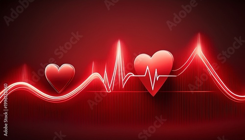a red heart rate line graph with a heart symbol