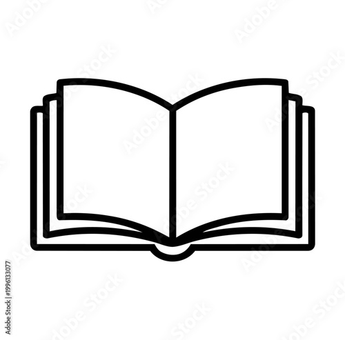 Open Book: A simple yet elegant outline of an open book, its blank pages promising untold stories and the thrill of discovery, inviting readers to delve into the world of knowledge and imagination.