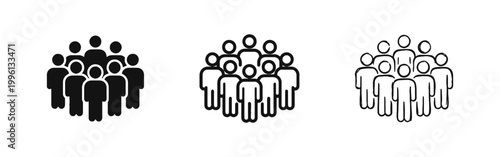 Large Crowd and Social Community Icons Set
