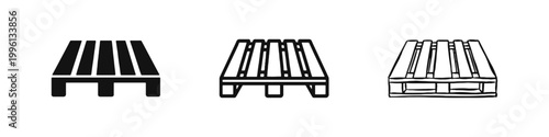 Wooden Logistics Pallet and Storage Icons Set