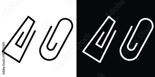 Clip vector icon set. Attach file or document paper clip symbol. Paperclip sign in black color.with white backgroundEPS10