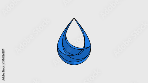 Electric blue geometric water droplet - Ideal for fluid dynamics research, water purity standards, or tech-driven hydration.