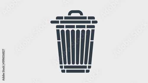 Industrial modular trash can icon - Perfect for digital file management, technical interfaces, or system cleanup tools.