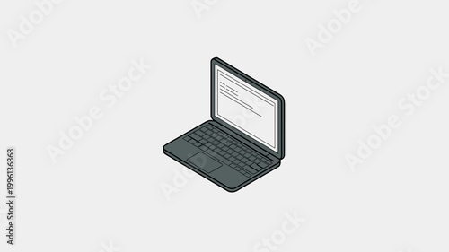 Minimalist laptop silhouette with grid - Suitable for computer hardware reviews, IT services, or digital nomad resources.
