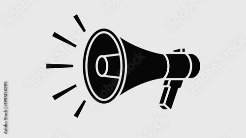 Conical megaphone broadcast symbol - Suitable for news media branding, loud speaker services, or call-to-action buttons.