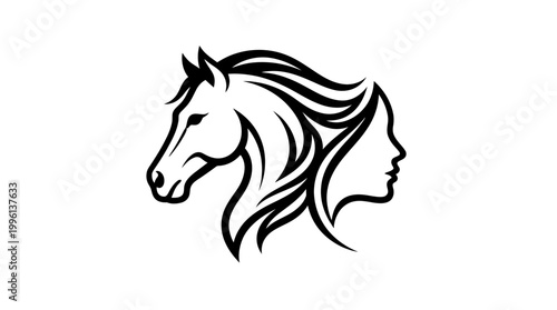 Equine woman silhouette illustration design concept