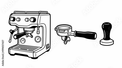 Espresso machine accessories illustration