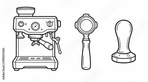 Espresso machine accessories illustration