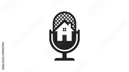 Microphone and house illustration