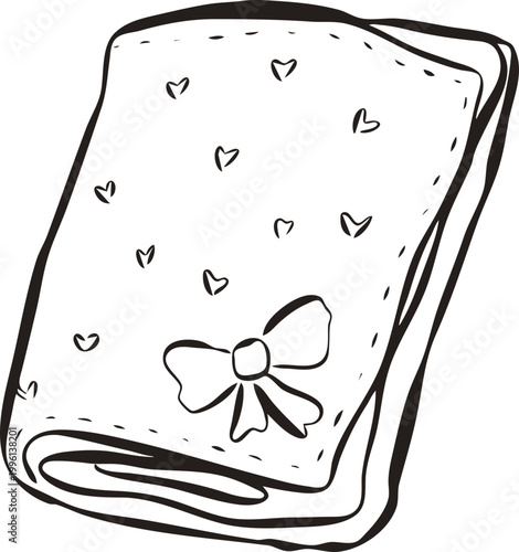 Soft newborn baby blanket doodle illustration in clean hand drawn outline style for nursery decor, baby shower invitation, and kids product design