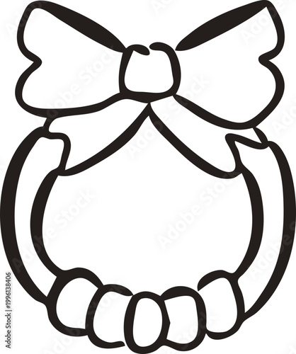 Cute newborn baby rattle doodle illustration in simple hand drawn outline style for nursery decor, baby toy branding, and shower invitation