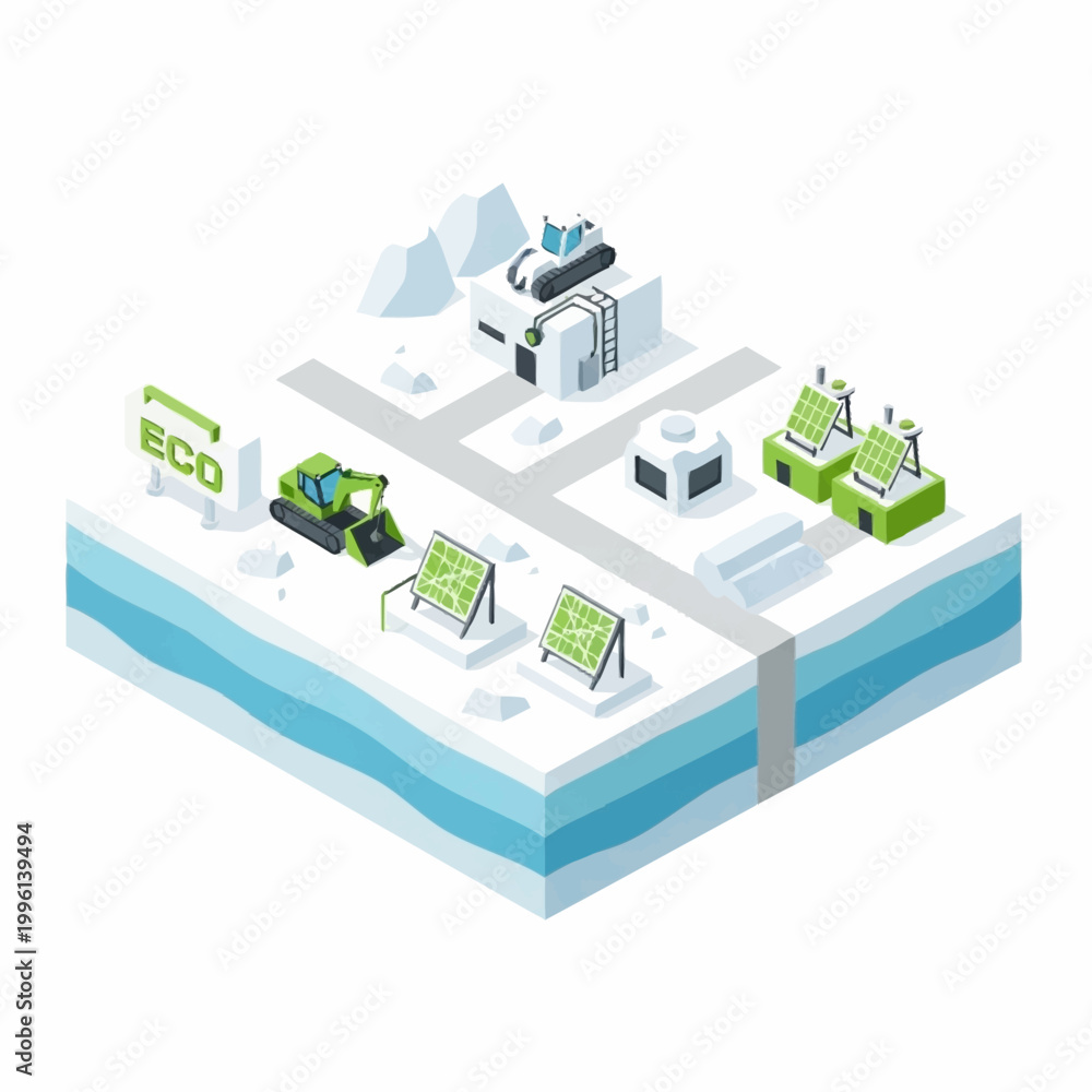 Naklejka premium Eco friendly energy production isometric illustration.