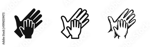 Hands together icon set representing care and family support