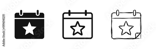 Calendar with star icon set for special events and dates