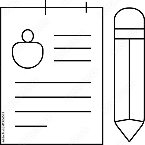 Resume Document Icon with Pencil and User Profile