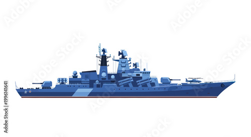 Modern Warship Battleship Military Navy Vessel Illustration