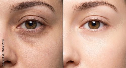 Before and after comparison of dark circles and brightened under eye