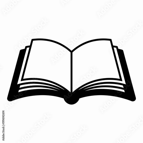 Open book illustration with blank pages and black outline