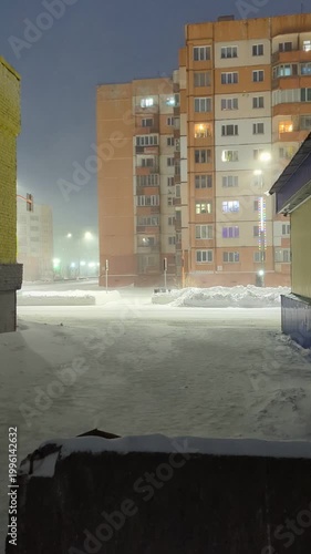polar night view of the city Norilsk