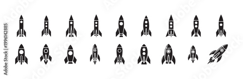 Professional rocket ship vector icons for startup business growth concepts and presentations