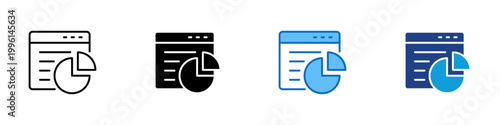 Data Report Multiple Style Icon Design Vector - Dashboard with pie chart representing data analysis, business reporting, and performance tracking