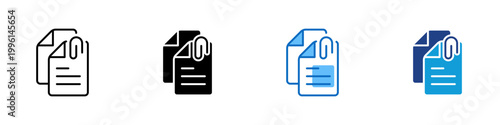 Document Attachment Multiple Style Icon Design Vector - Files with tag representing document attachment, file organization, and record management