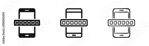 Fotografija Mobile security icon set with smartphone and password field for authentication