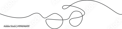 Quadro su tela Abstract black line drawing with loops and curves Vector
