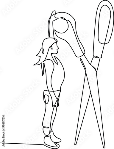 Woman getting hair styled with hairdryer and brush Vector