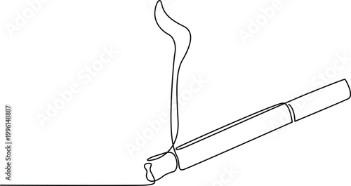 Cigarette with smoke rising from matchstick Vector