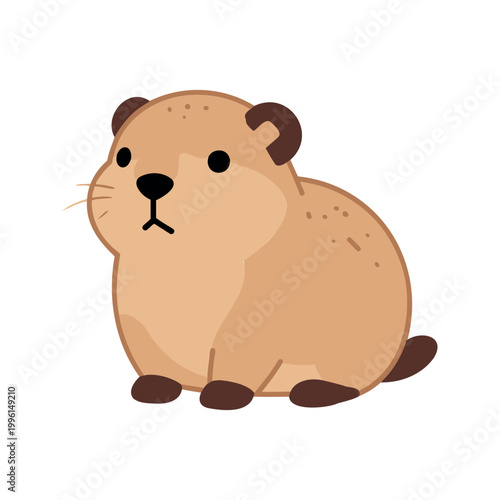 Cartoon hamster standing on a white background looking inquisitive