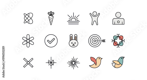 Set of Modern Flat Icons: Science, Nature, Business, Lifestyle, and Travel