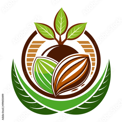 Cocoa Beans Plant Logo Design Isolated