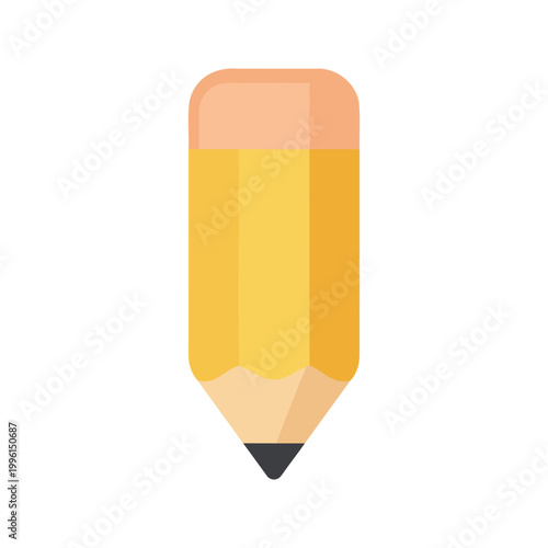 Illustration of a short yellow pencil with a pink eraser in a minimalist style