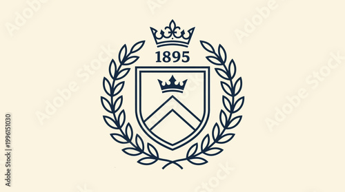 Emblem featuring a crown and laurel wreath, symbolizing tradition and excellence since 1895