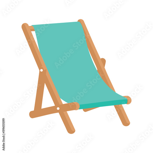 Illustration of a turquoise beach chair on a white background in simple style