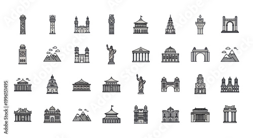 Pixel Art Landmarks Collection: Global Architecture Icons