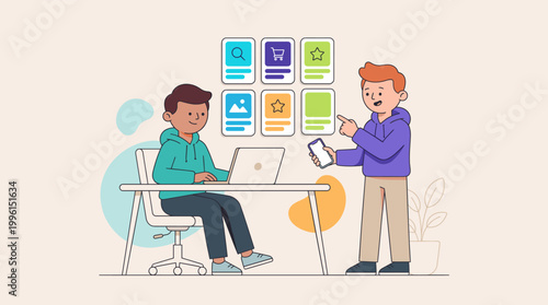 Young developers working together on app design