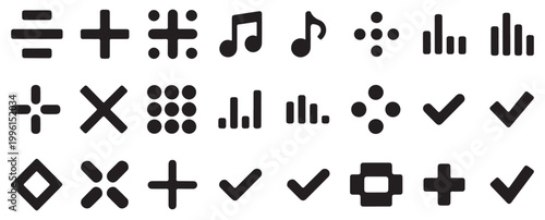 Music and media control icons for mobile app UI UX interface, minimalist vector symbol set. vector illustration eps 10