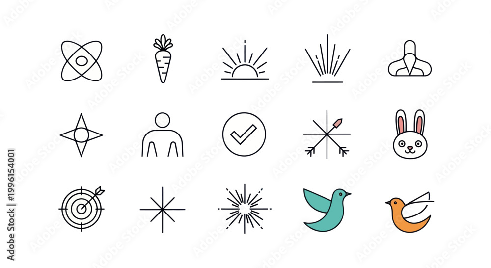 Fototapeta premium Vector Icon Set: Symbols for Business, Lifestyle, and Nature