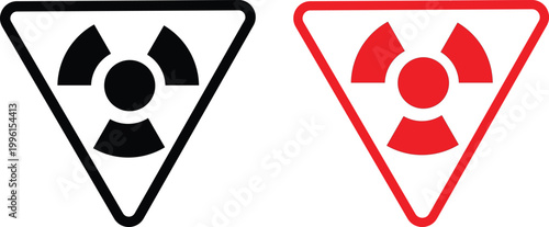 Radiation icon set. Radioactive and hazard symbols. Warning sign. Nuclear energy and safety design.industrial safety. Isolated vector graphics.