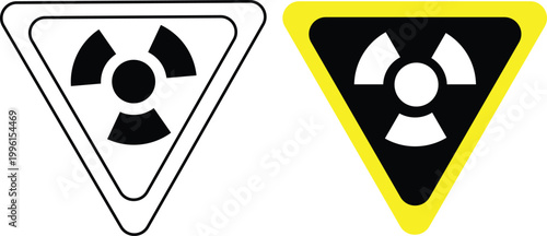 Radiation icon set. Radioactive and hazard symbols. Warning sign. Nuclear energy and safety design.industrial safety. Isolated vector graphics.