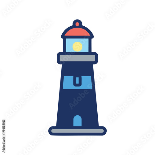 Illustration of a nautical lighthouse stands against a white backdrop